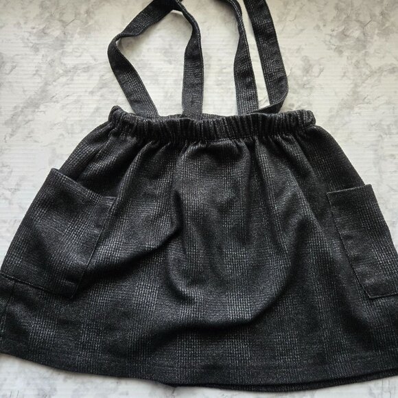 Zara Kids Black Pinafore Suspender Skirt With Pockets & Buttons Size 11/12 - Picture 2 of 6